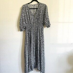 Woman’s ditsy floral dress size XL black white prairie cottagecore feminine